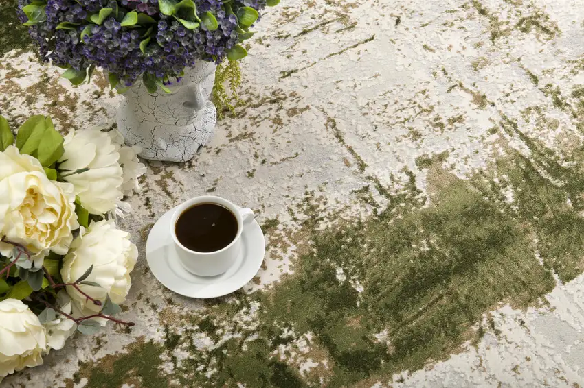 Green and Ivory Distressed Area Rug Photo 8