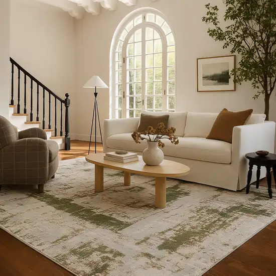 Green Abstract Dhurrie Area Rug Photo 5