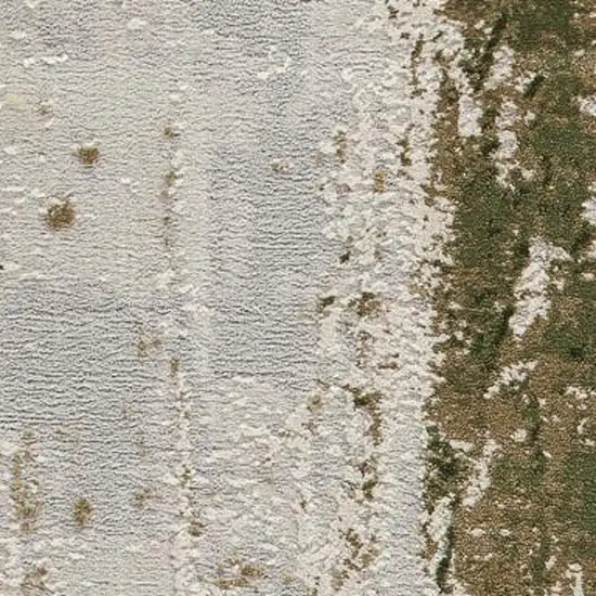 Green and Ivory Abstract Distressed Area Rug Photo 3