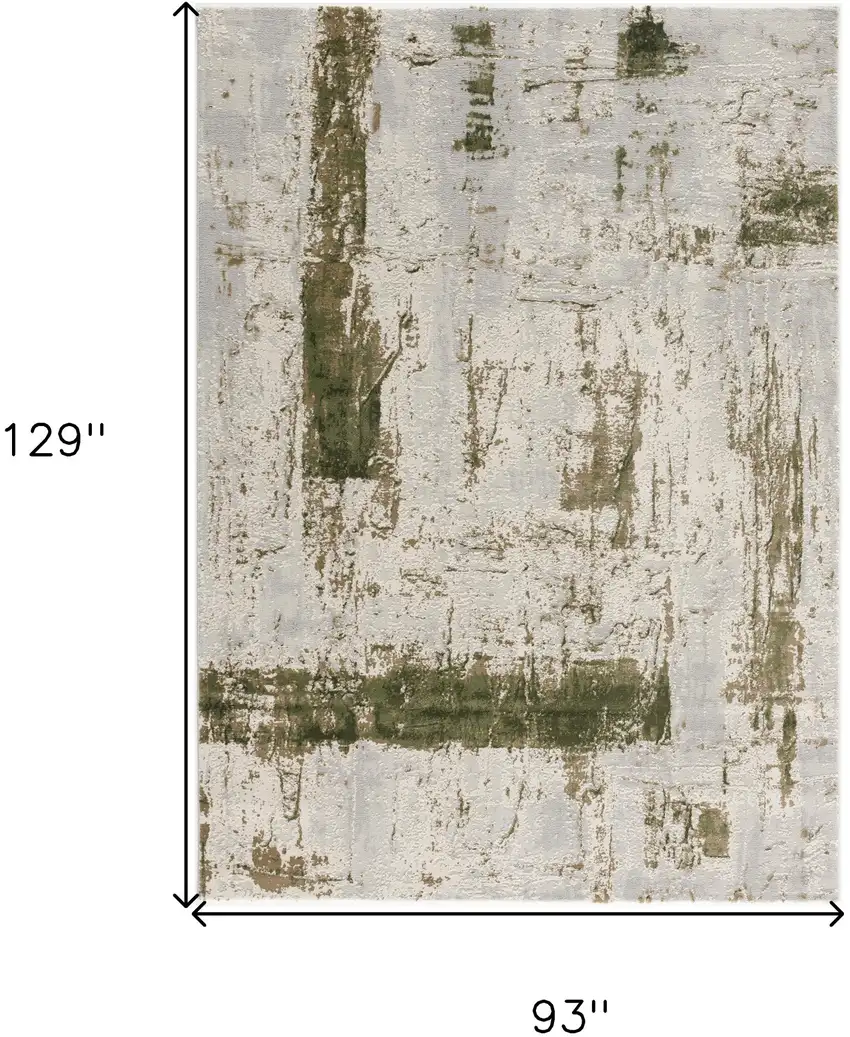 Green and Ivory Abstract Distressed Area Rug Photo 9