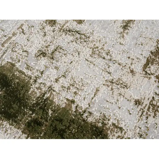 Green and Ivory Abstract Distressed Area Rug Photo 6