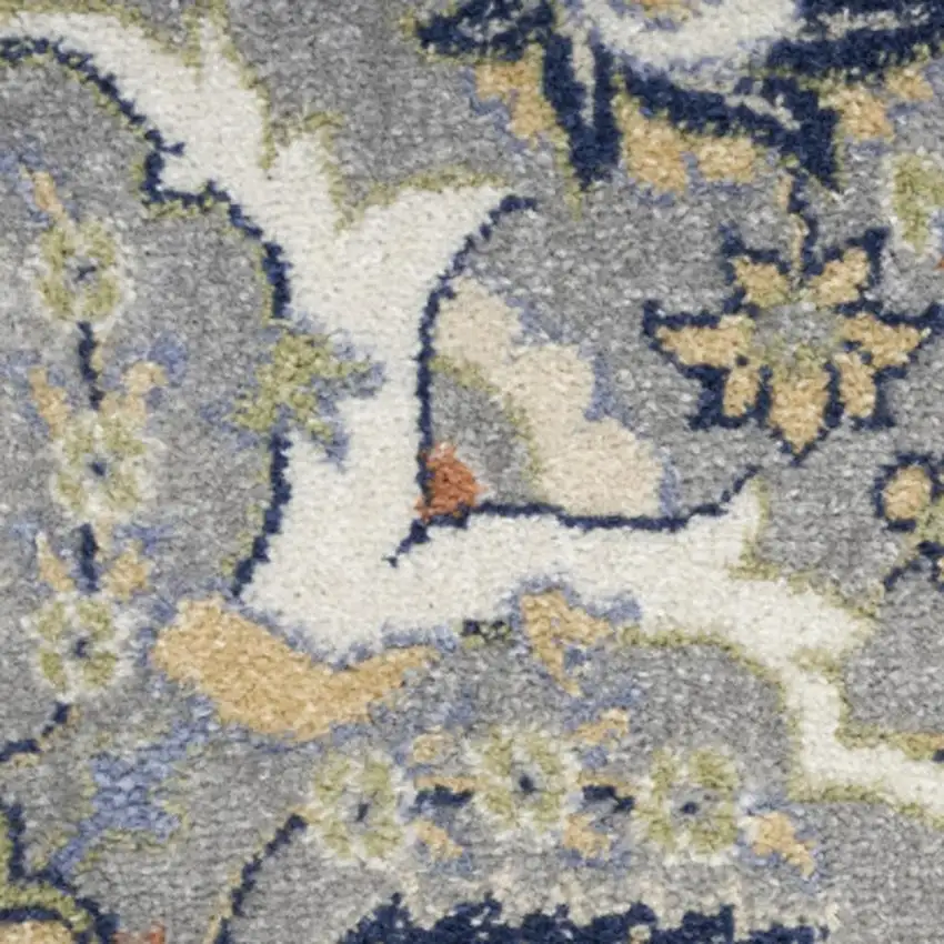 Green and Ivory Floral Power Loom Area Rug Photo 1