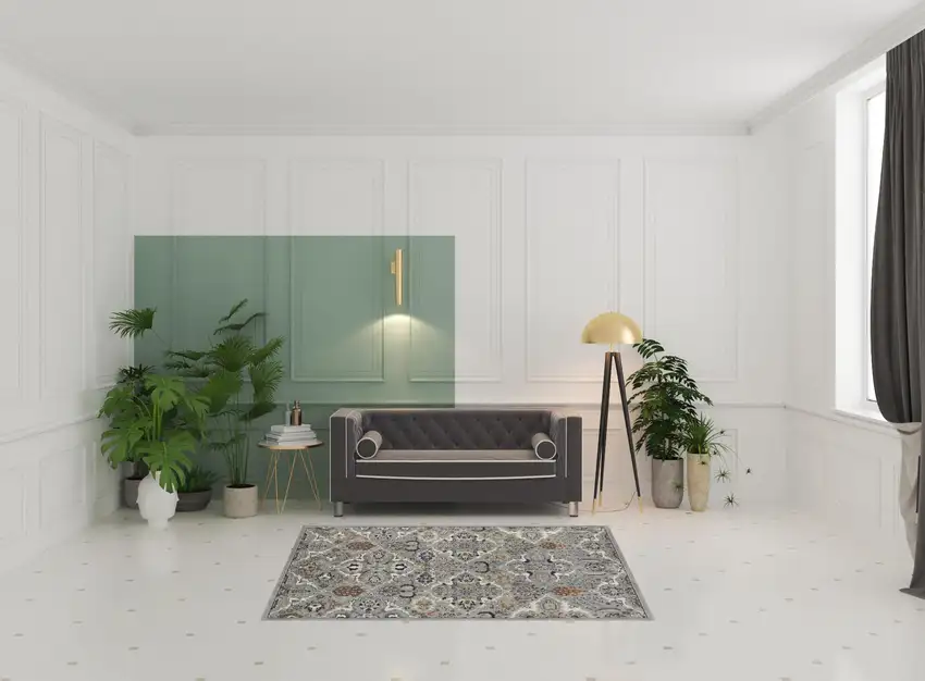 Green and Ivory Floral Power Loom Area Rug Photo 2