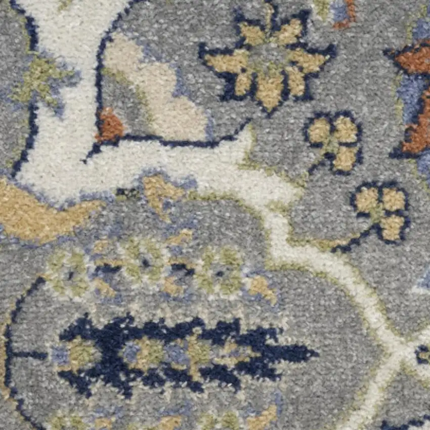 Green and Ivory Floral Power Loom Area Rug Photo 1