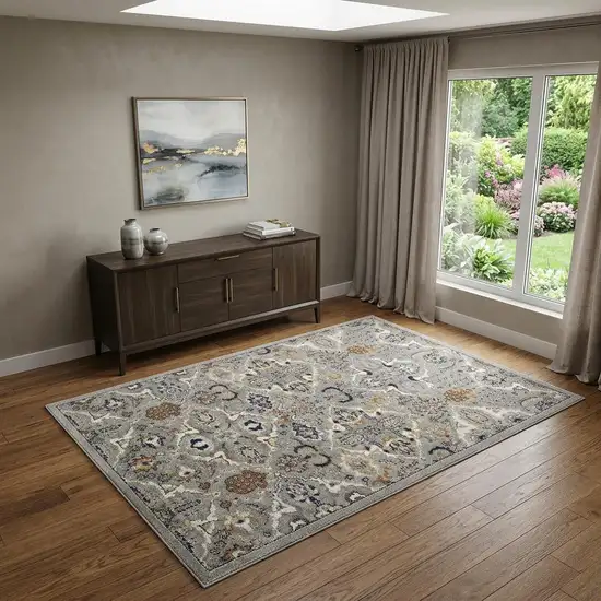 Green and Ivory Floral Power Loom Area Rug Photo 1