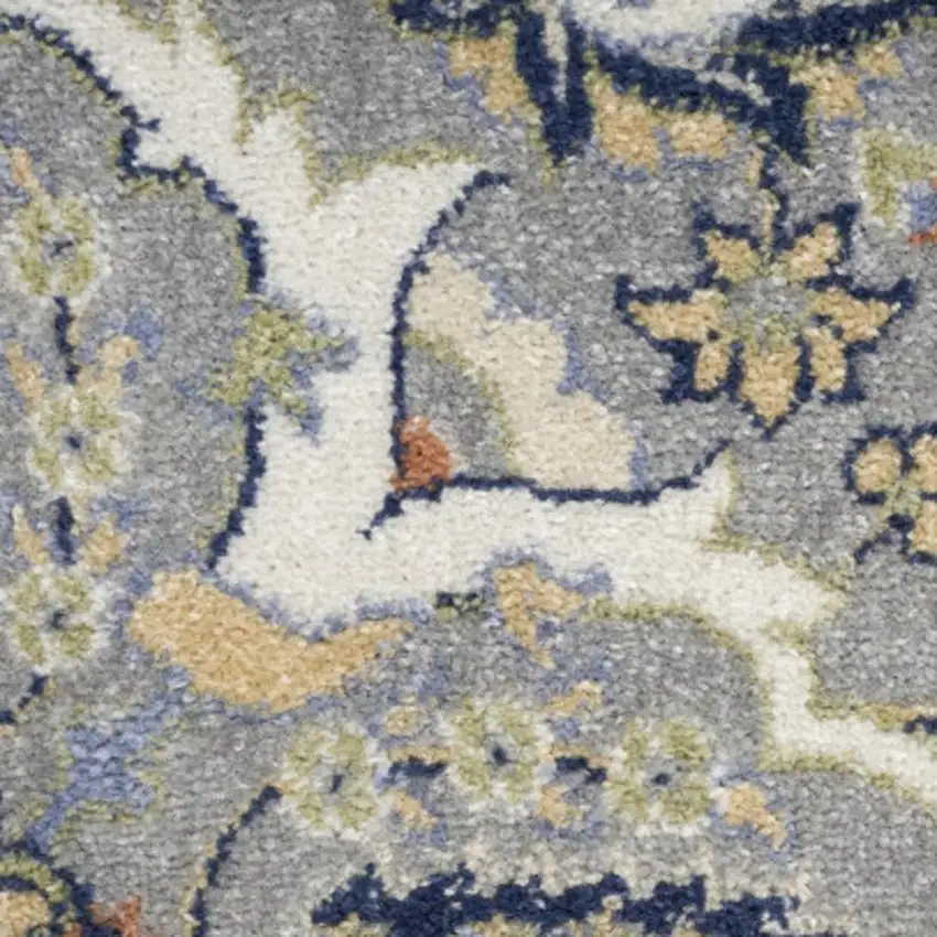 Green and Ivory Floral Power Loom Area Rug Photo 1