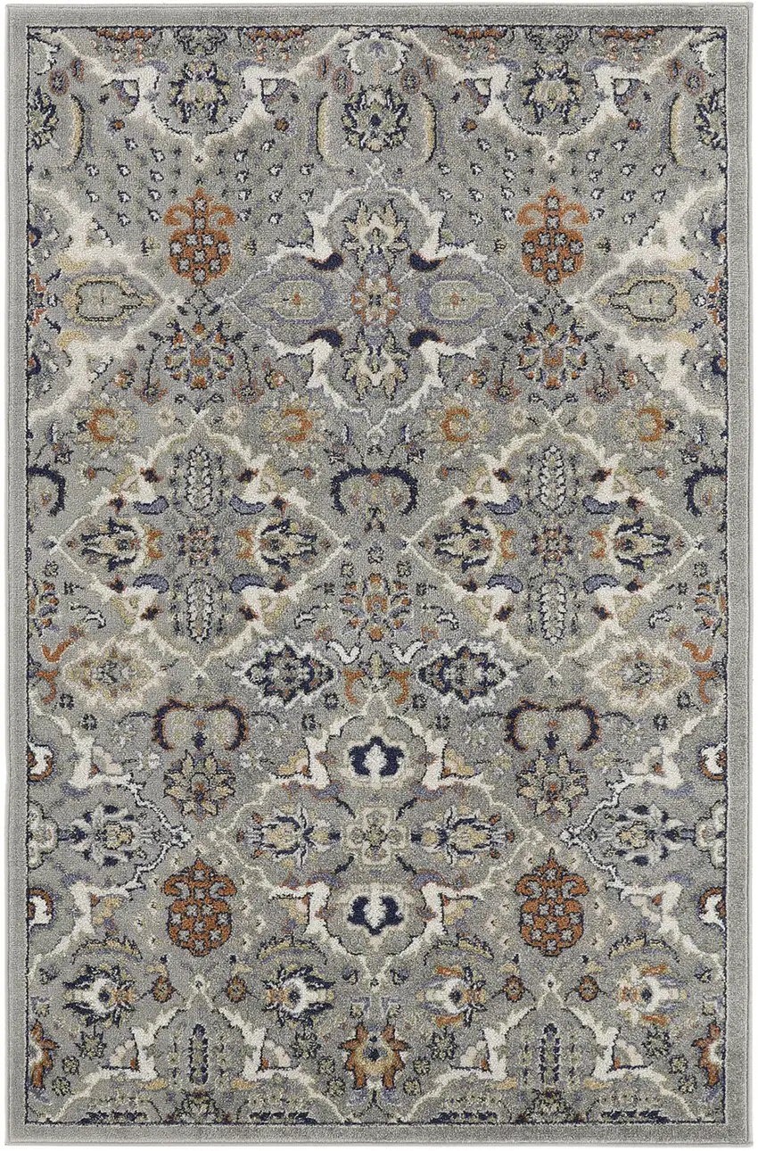 Green and Ivory Floral Power Loom Area Rug Photo 1