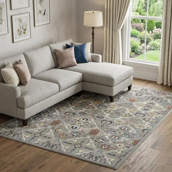 Green and Ivory Floral Power Loom Area Rug Photo 1