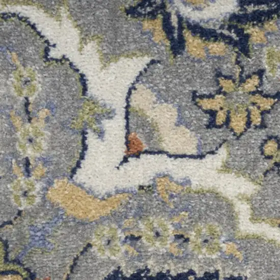 Green and Ivory Floral Power Loom Area Rug Photo 1