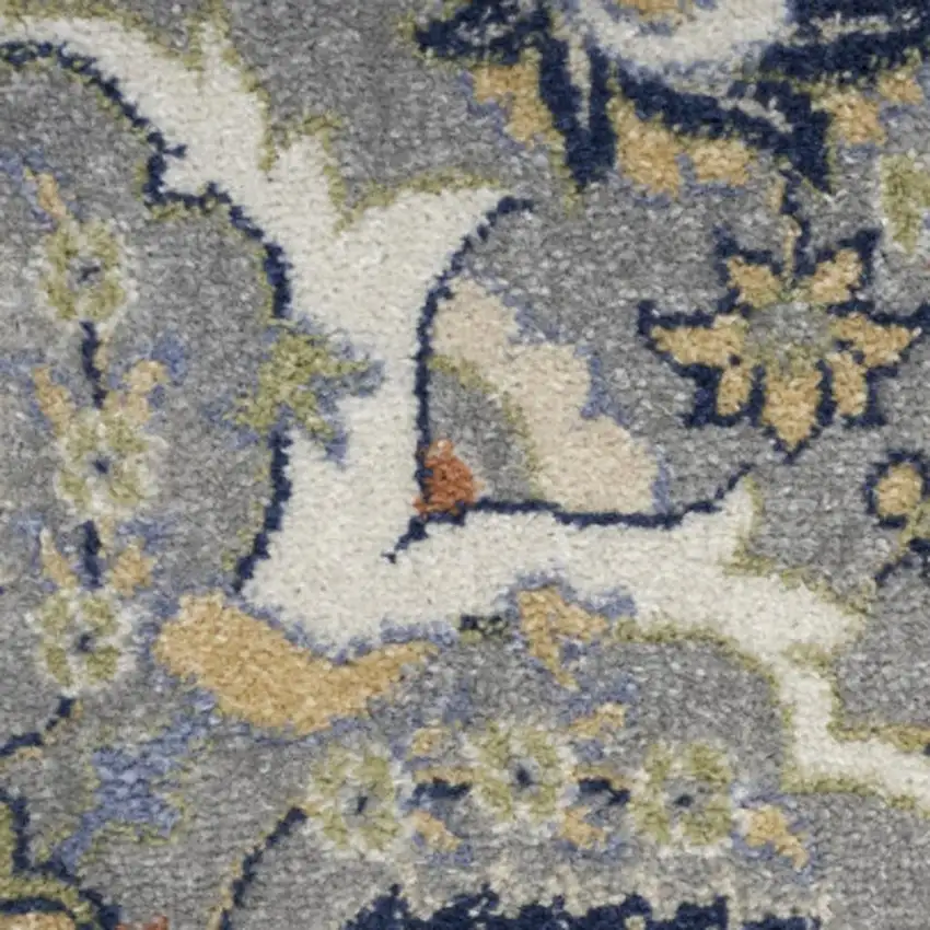 Green and Ivory Floral Power Loom Area Rug Photo 1