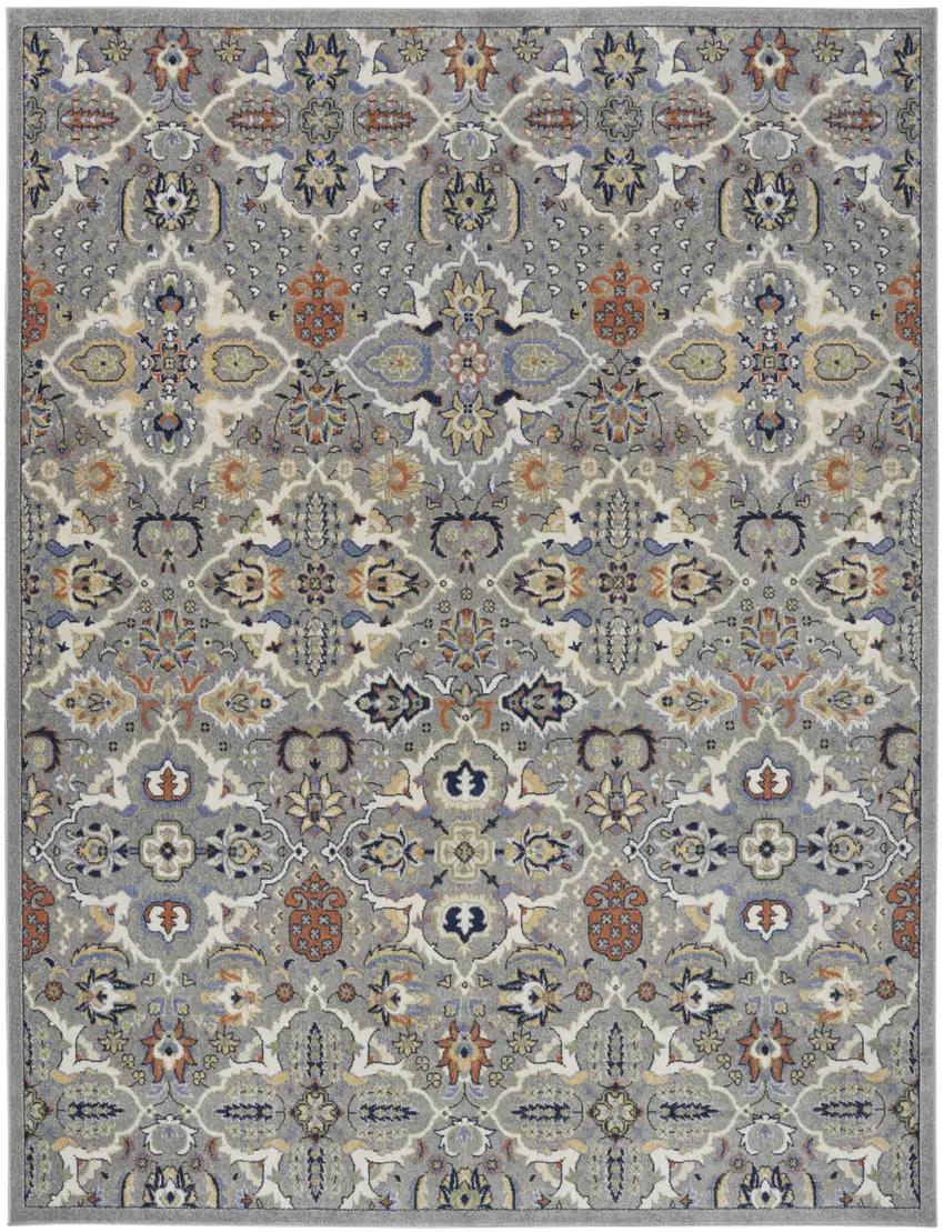 Green and Ivory Floral Power Loom Area Rug Photo 2