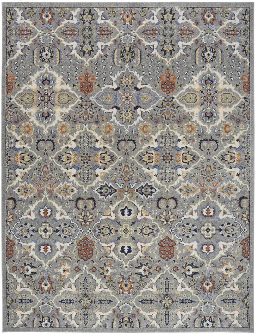Green and Ivory Floral Power Loom Area Rug Photo 1