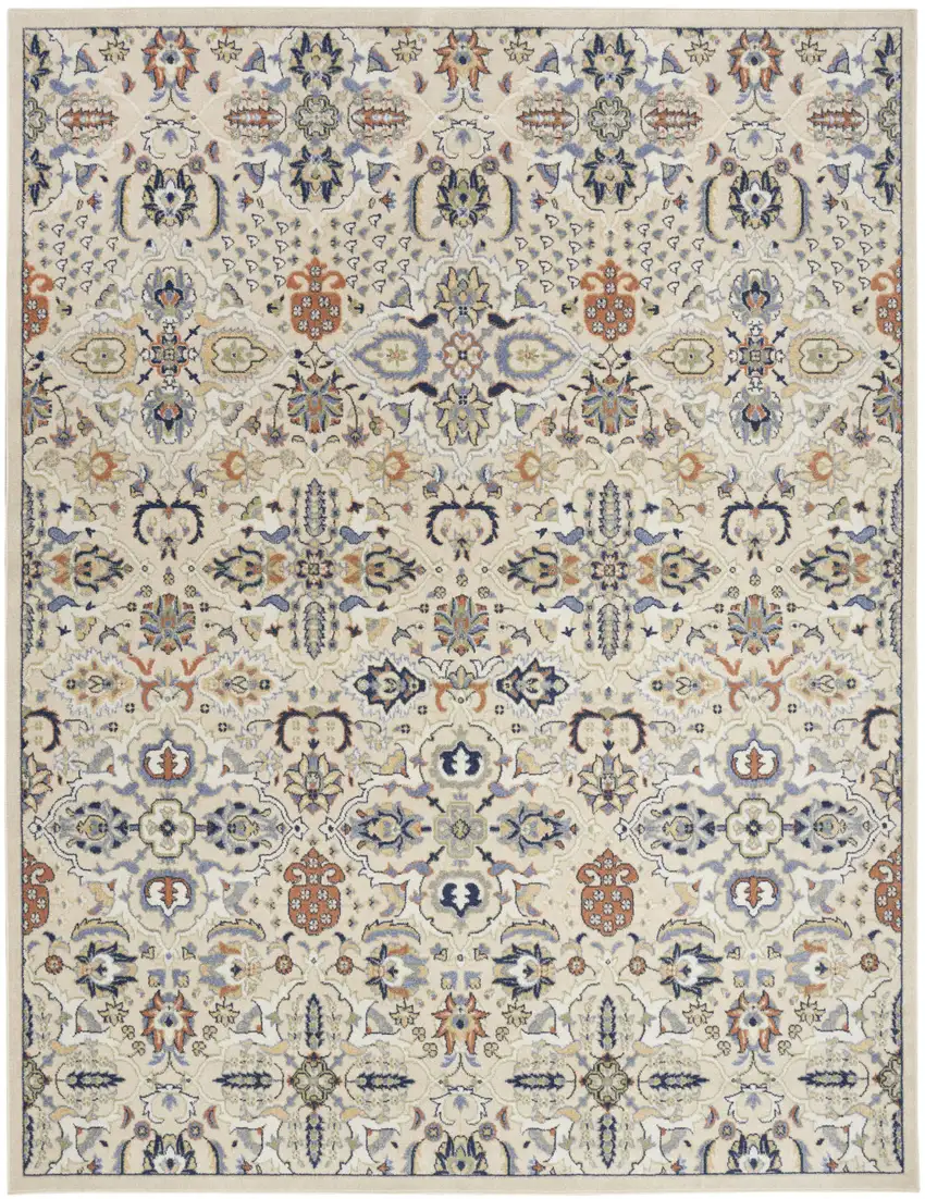 Green and Ivory Floral Power Loom Area Rug Photo 2