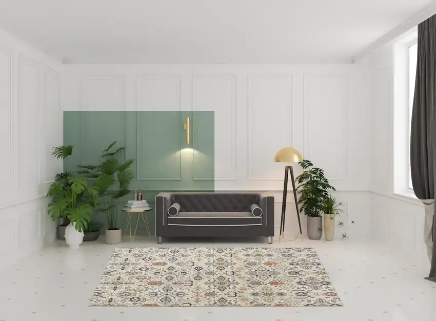 Green and Ivory Floral Power Loom Area Rug Photo 2
