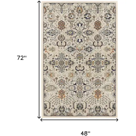 Green and Ivory Floral Power Loom Area Rug Photo 3
