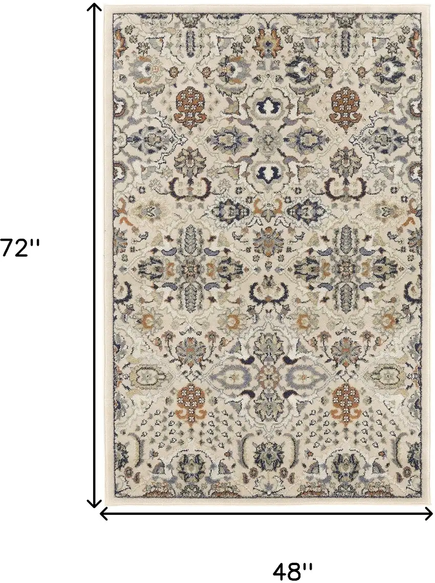 Green and Ivory Floral Power Loom Area Rug Photo 3