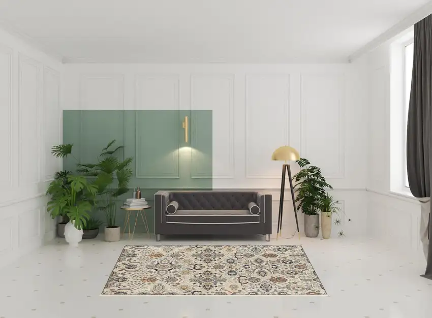 Green and Ivory Floral Power Loom Area Rug Photo 2