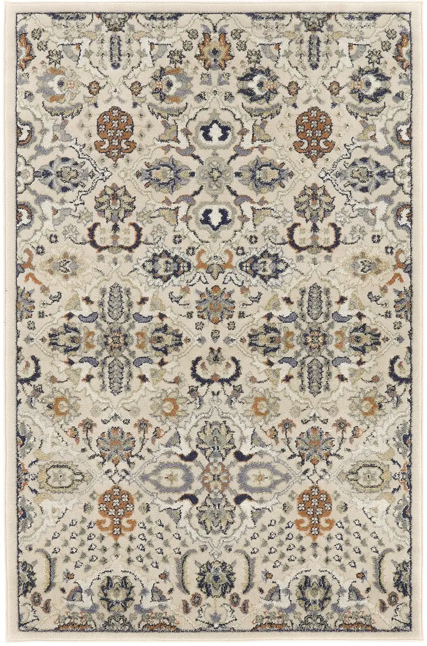 Green and Ivory Floral Power Loom Area Rug Photo 6