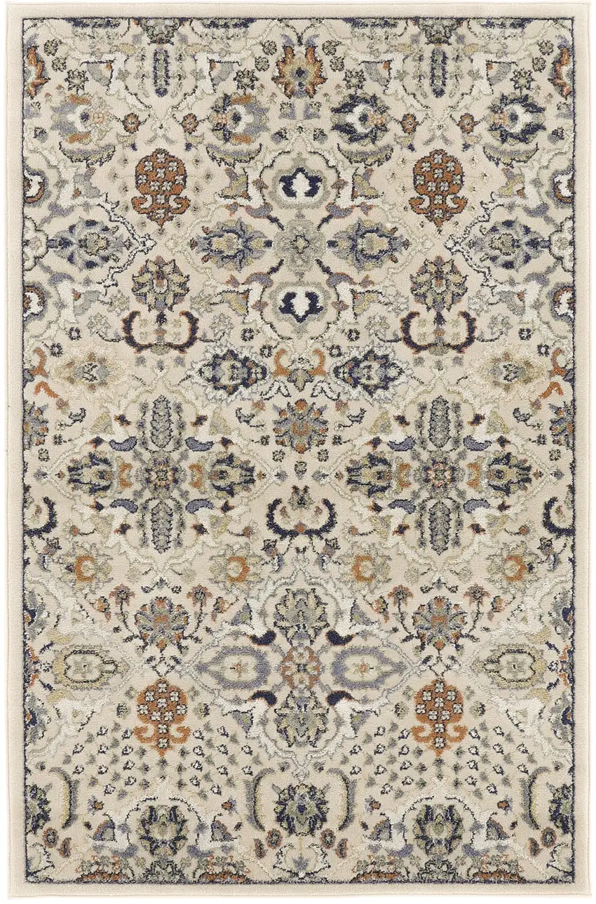 Green and Ivory Floral Power Loom Area Rug Photo 1