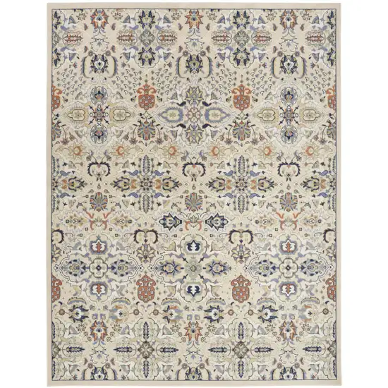 Green and Ivory Floral Power Loom Area Rug Photo 2