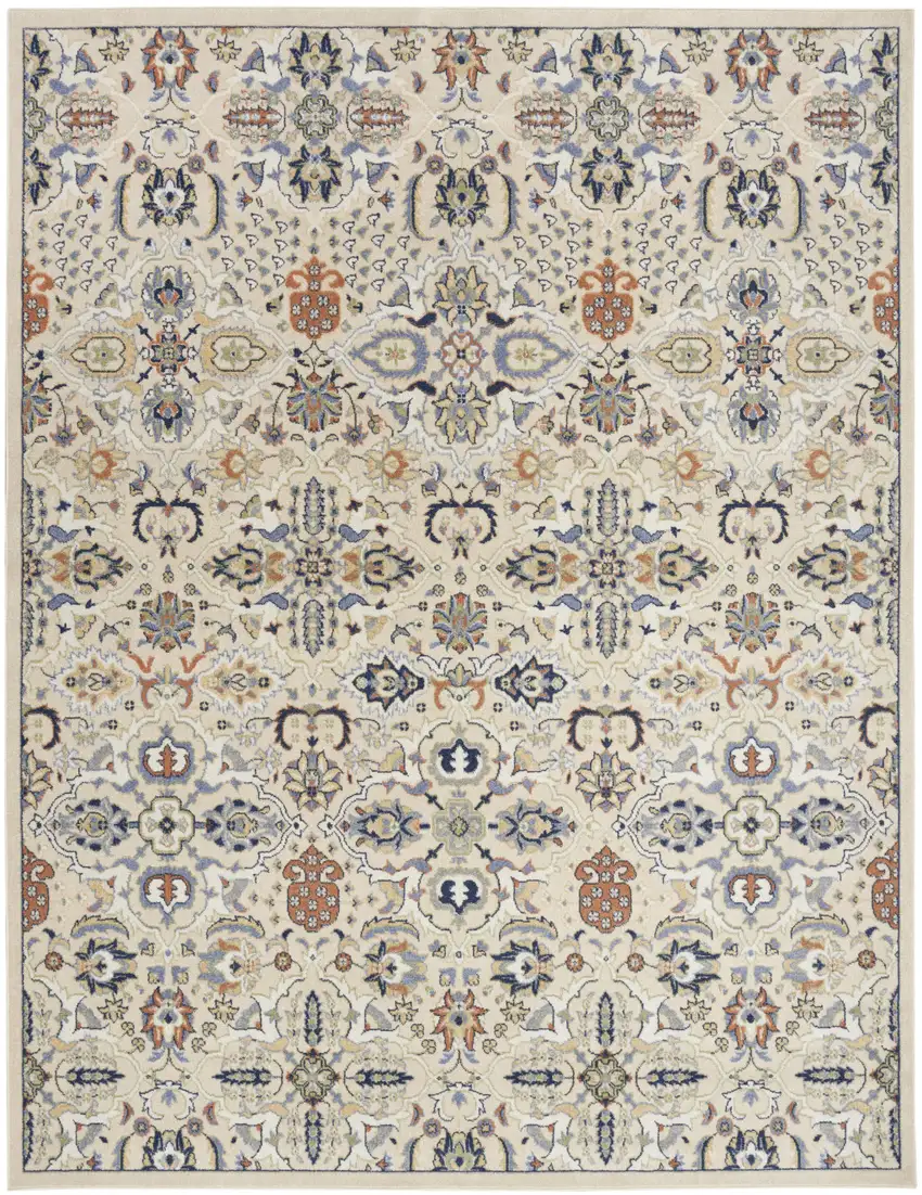 Green and Ivory Floral Power Loom Area Rug Photo 1