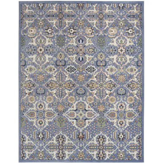 Green and Ivory Floral Power Loom Area Rug Photo 1