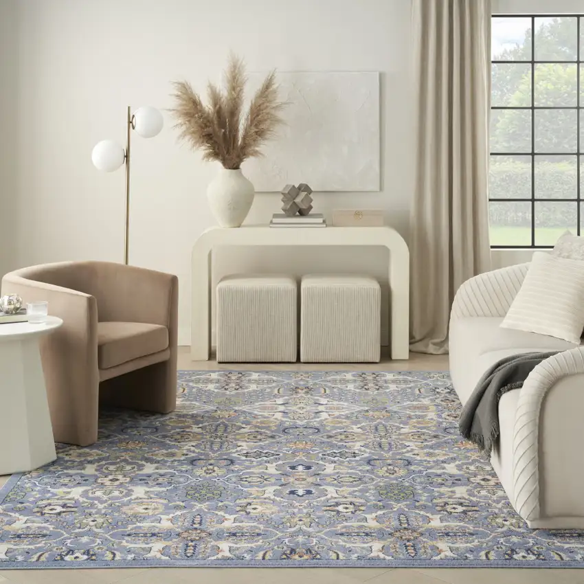 Green and Ivory Floral Power Loom Area Rug Photo 6