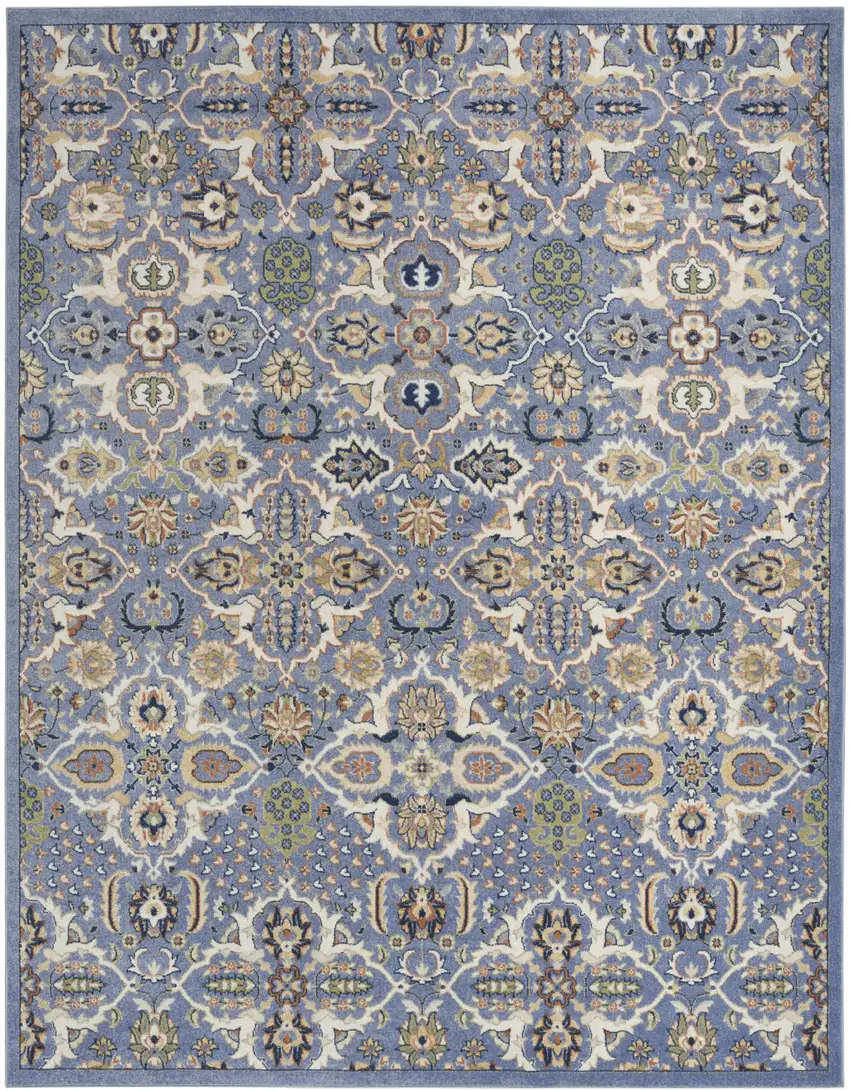 Green and Ivory Floral Power Loom Area Rug Photo 1