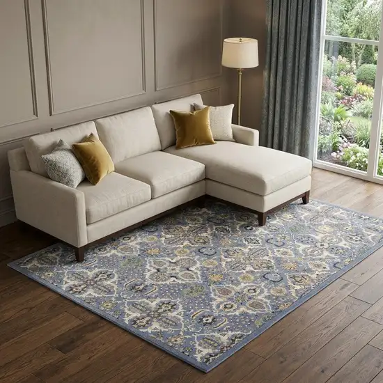 Green and Ivory Floral Power Loom Area Rug Photo 1