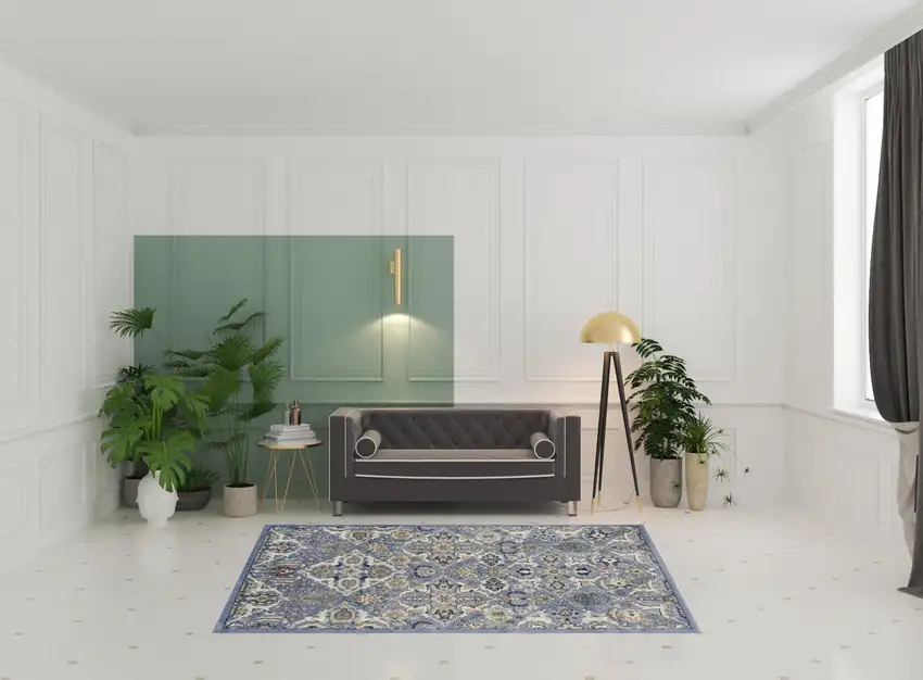 Green and Ivory Floral Power Loom Area Rug Photo 2