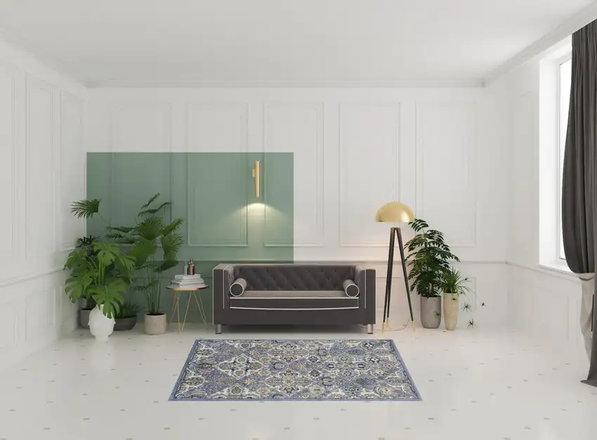 Green and Ivory Floral Power Loom Area Rug Photo 2