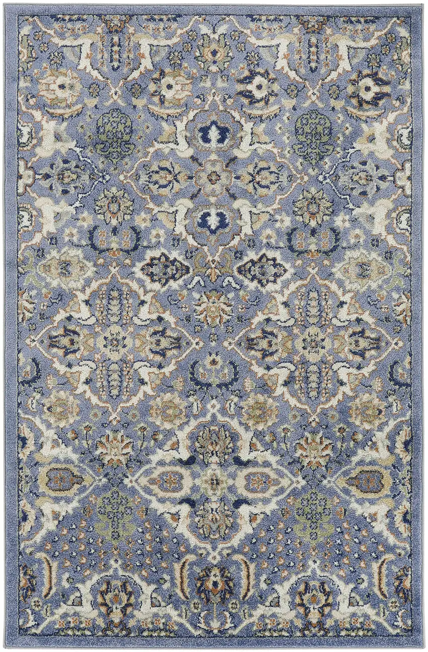 Green and Ivory Floral Power Loom Area Rug Photo 1