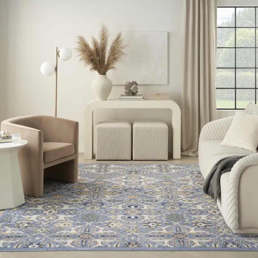 Green and Ivory Floral Power Loom Area Rug Photo 8