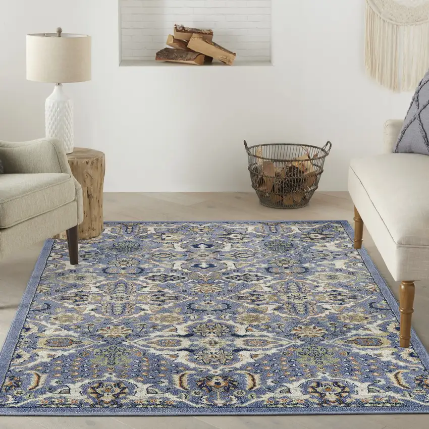 Green and Ivory Floral Power Loom Area Rug Photo 5