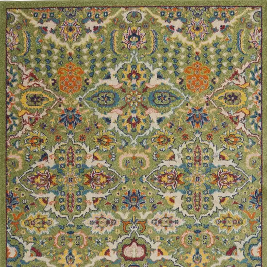 Green and Ivory Floral Power Loom Area Rug Photo 7