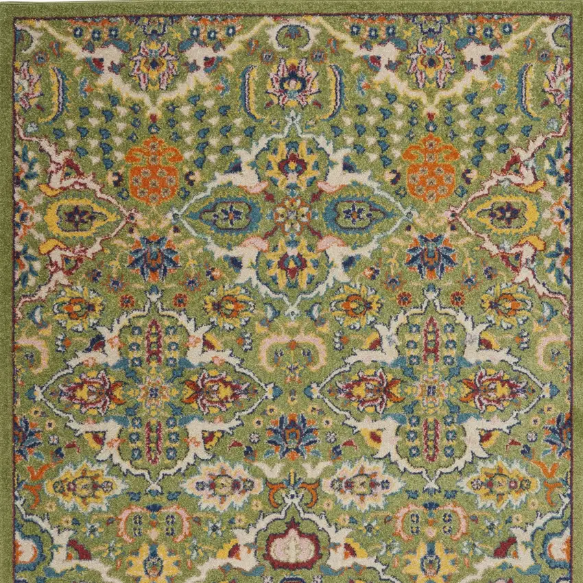 Green and Ivory Floral Power Loom Area Rug Photo 7