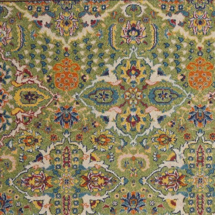 Green and Ivory Floral Power Loom Area Rug Photo 9