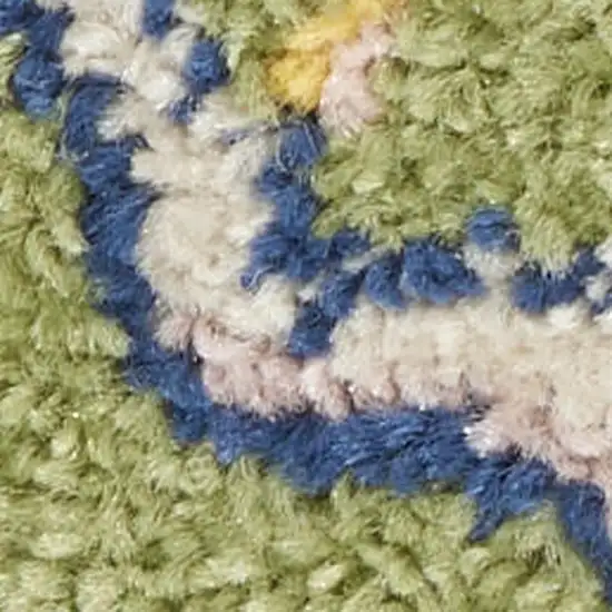 Green and Ivory Floral Power Loom Area Rug Photo 4