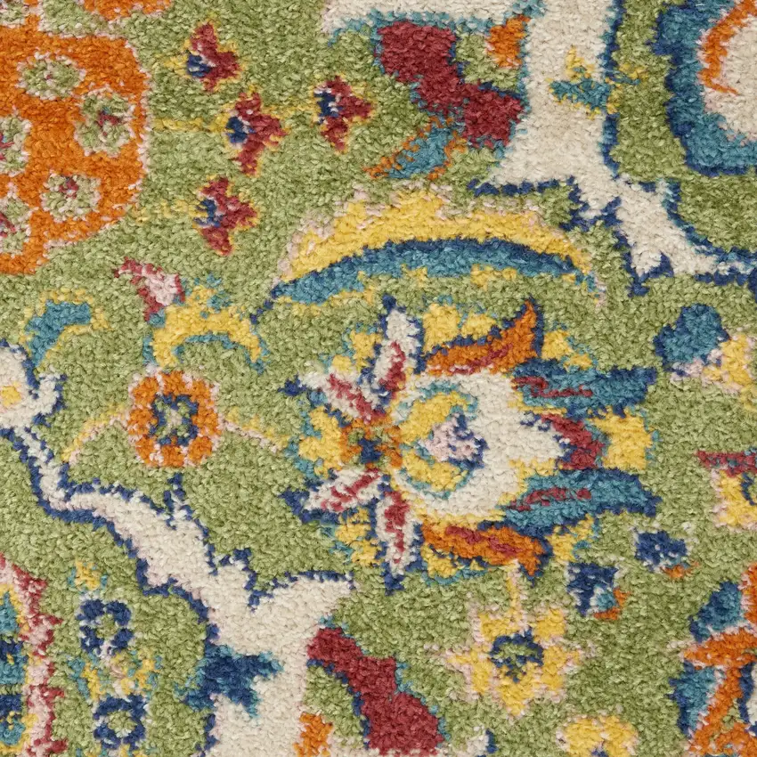Green and Ivory Floral Power Loom Area Rug Photo 3