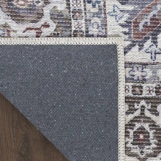 Green and Ivory Floral Power Loom Distressed Washable Area Rug Photo 9