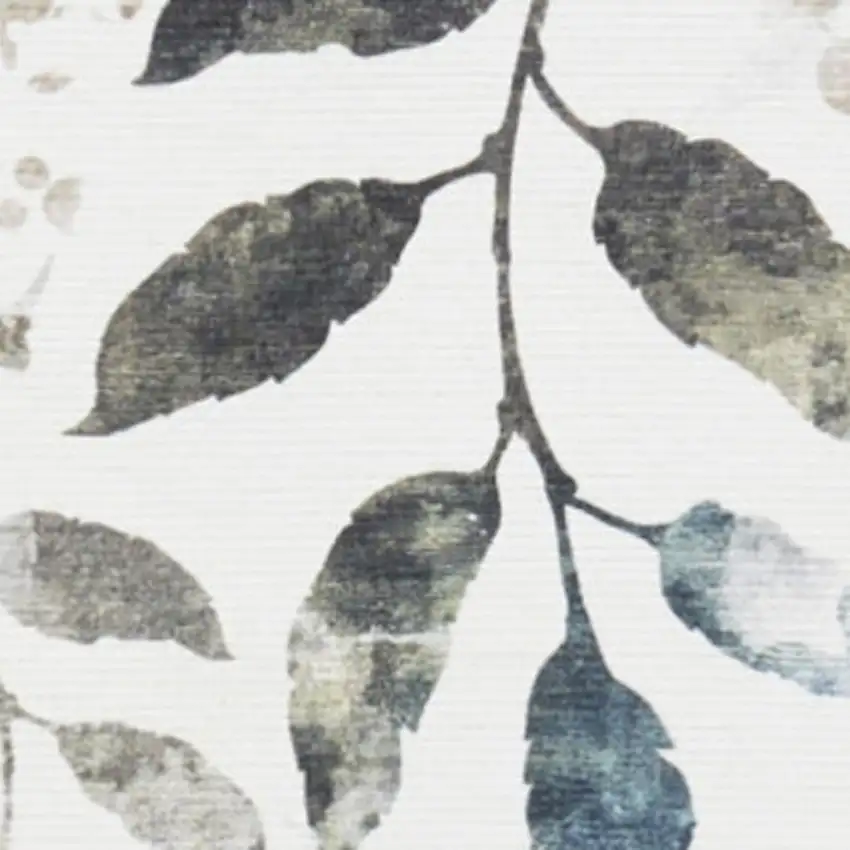 Green and Ivory Floral Power Loom Washable Non Skid Area Rug Photo 3