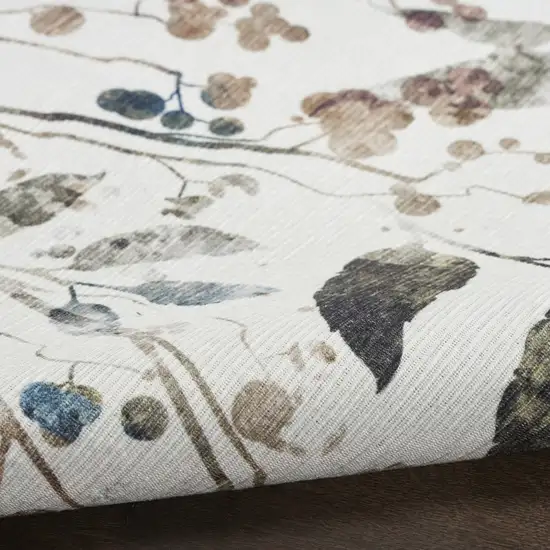 Green and Ivory Floral Power Loom Washable Non Skid Area Rug Photo 9