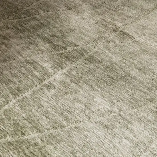 Green and Ivory Geometric Power Loom Distressed Non Skid Area Rug Photo 2