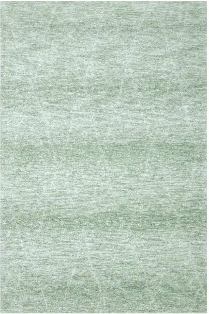 Green and Ivory Geometric Power Loom Distressed Area Rug Photo 2