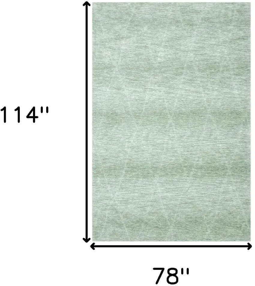 Green and Ivory Geometric Power Loom Distressed Area Rug Photo 3