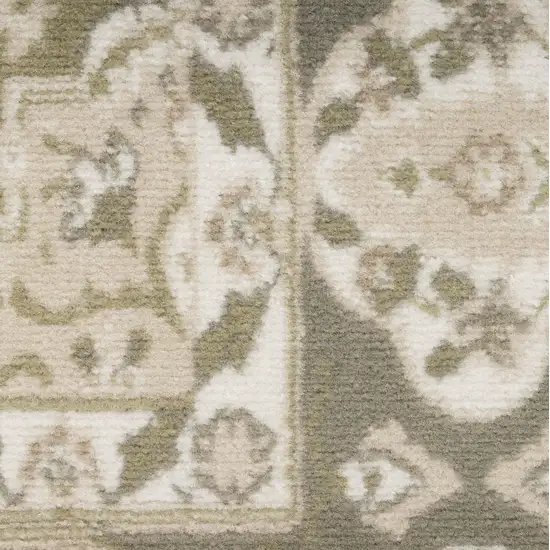 Green and Ivory Medallion Power Loom Distressed Area Rug Photo 3