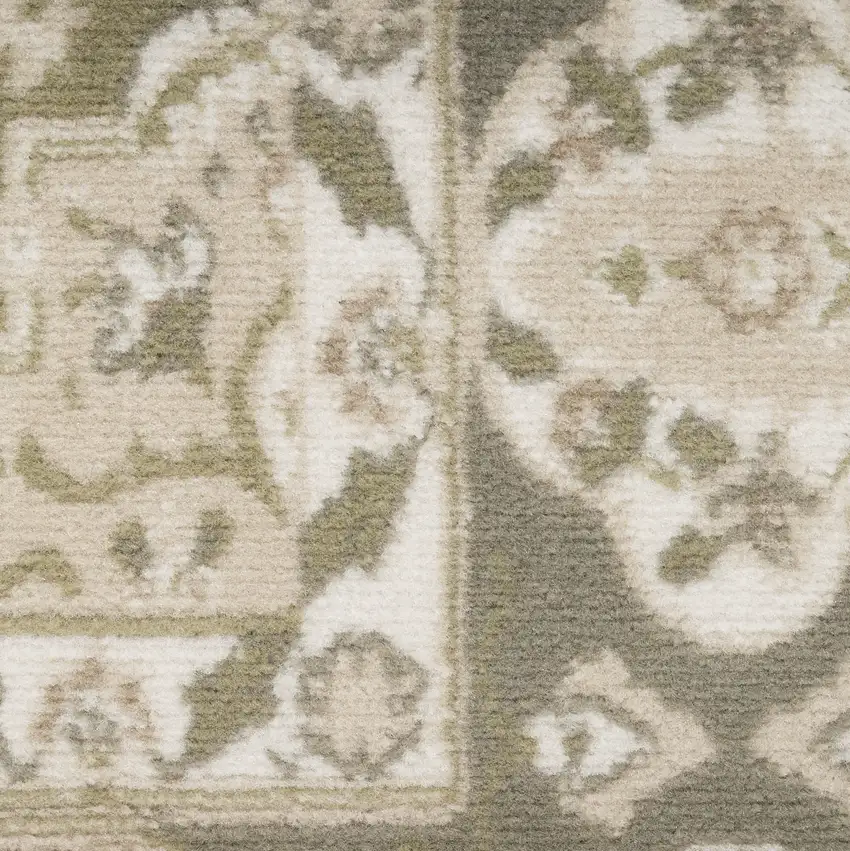 Green and Ivory Medallion Power Loom Distressed Area Rug Photo 3