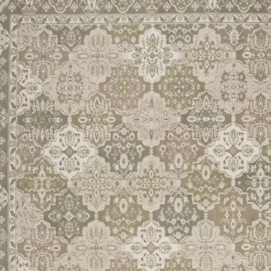 Green and Ivory Medallion Power Loom Distressed Area Rug Photo 7