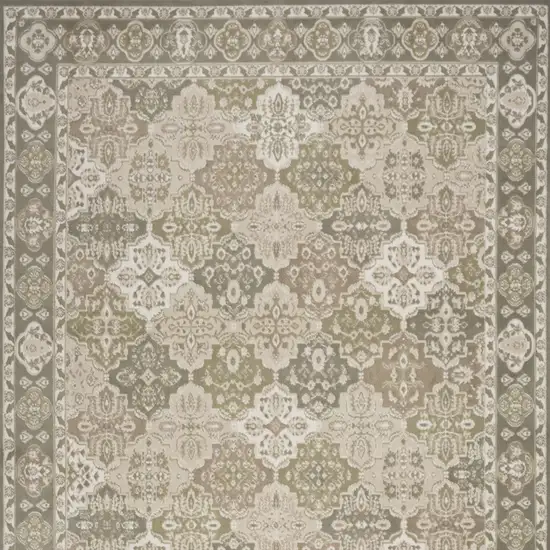 Green and Ivory Medallion Power Loom Distressed Area Rug Photo 8