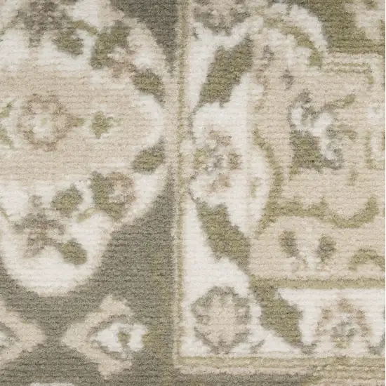 Green and Ivory Medallion Power Loom Distressed Area Rug Photo 4